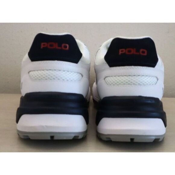 Polo Ralph Lauren Men's Sz 9 White/Navy/Red Jogger Leather & Mesh Sneakers - Picture 2 of 10